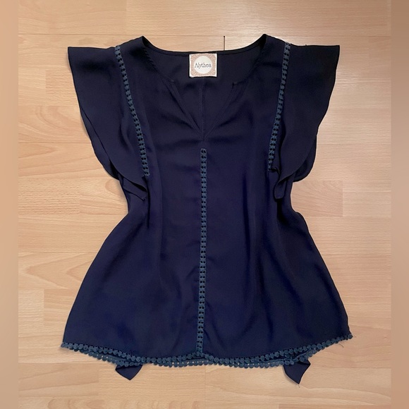 Alythea Navy Ruffled Blouse - Picture 1 of 5